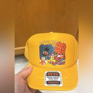 “Happy Kid” Youth Trucker Hat | Retro McDonald’s Vibes | Yellow Otto